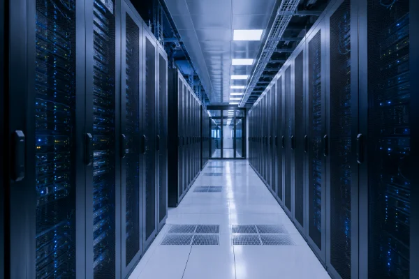 Enterprise data center corridor with server racks